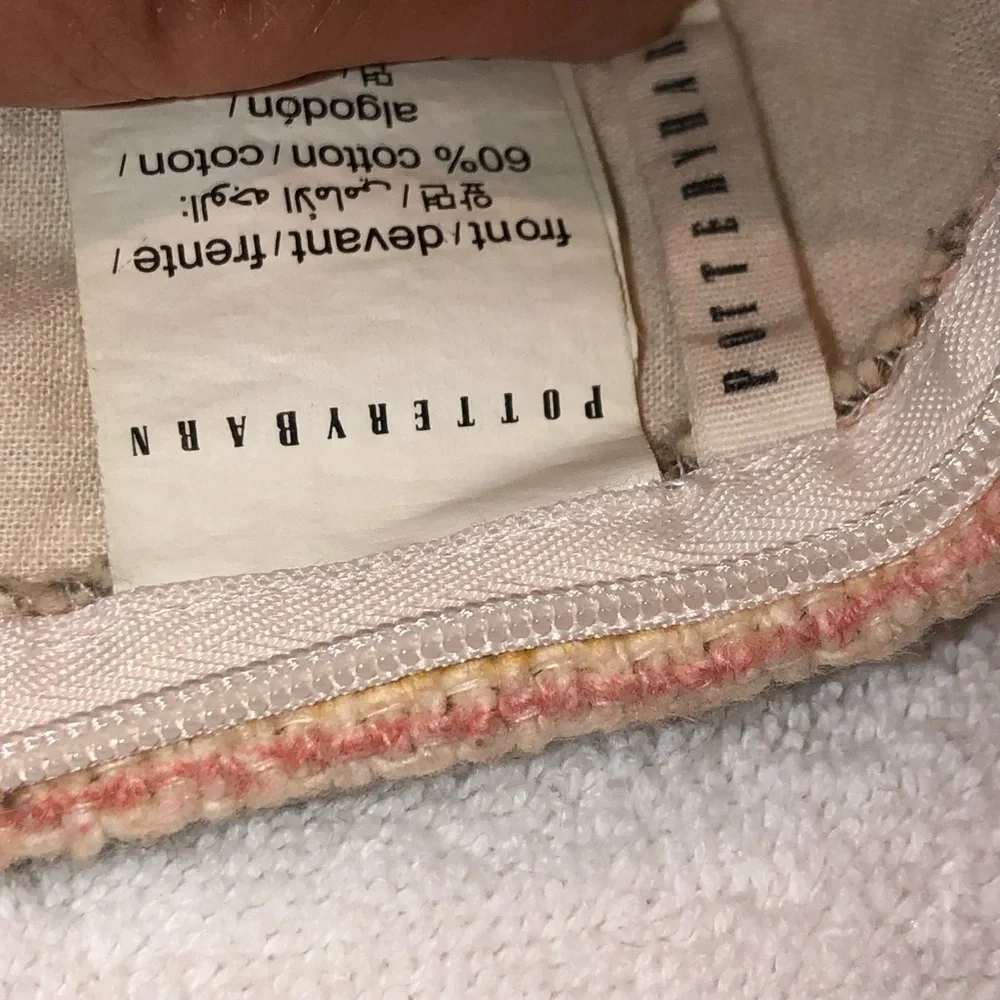 Pottery Barn Striped Lumbar Tapestry/Embroidered Pillow Cover, lined, w/Fringe